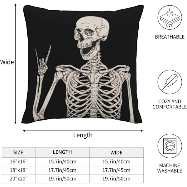 4 stk. Halloween skelet dekorative pudebetræk (45*45cm) til stue, soveværelse, seng, sofa, cafe, bil