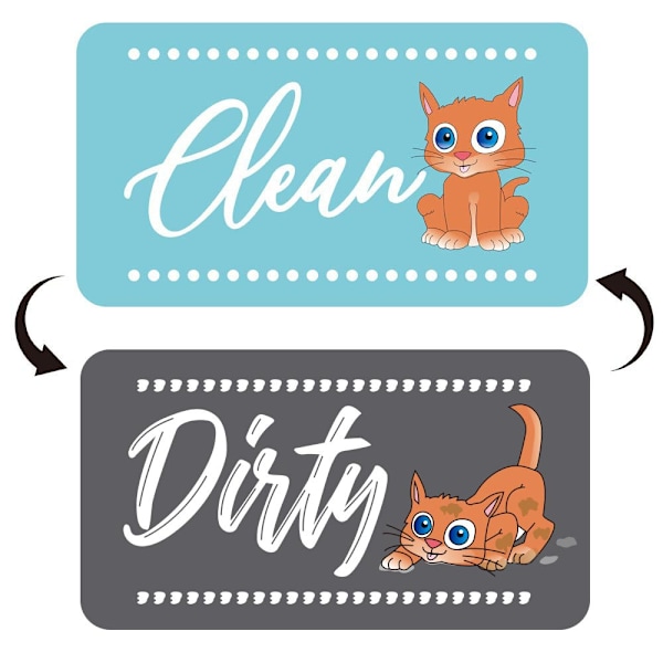 (Cat)Dishwasher Magnet - CLEAN/DIRTY - Double Sided Sign