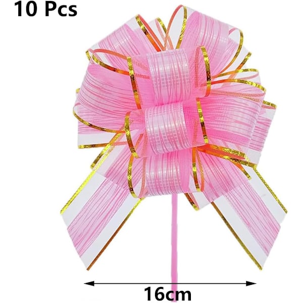 20 kpl suuria vetojousia (15 cm), vaaleanpunaiset organzavetojouset lahjapakkauksiin, juhlakoristeisiin, hääautoihin, koreihin