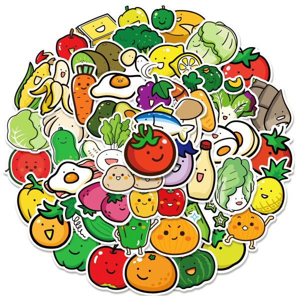 50 frukt- och grönsaksklistermärken