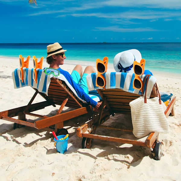 Strandhandduksklämmor för solstolar, 4-pack, moderiktig stil