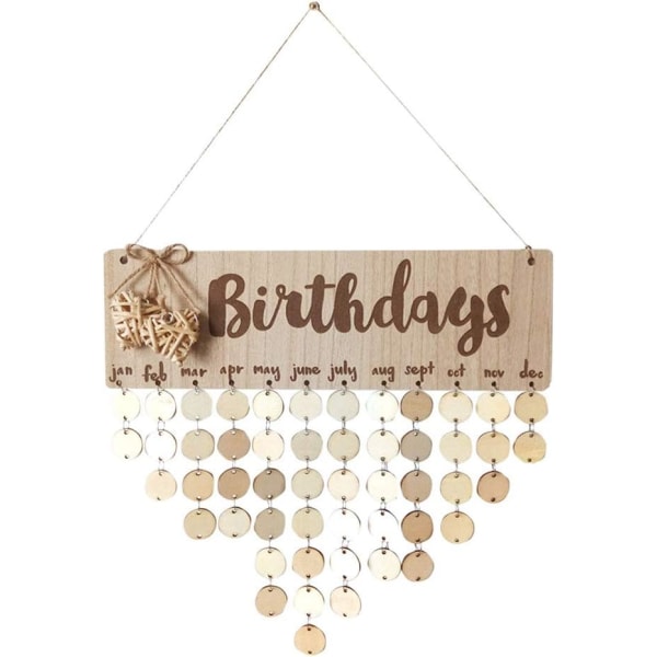 Födelsedagskalender, påminnelse, tidlös träkalender, DIY-present,