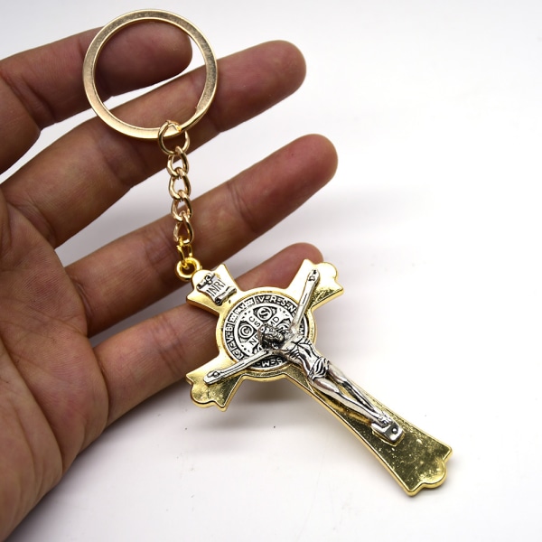 Saint Benedict Evil Protection Medal Cross Metal Nyckelring Faith Keychain Från Jerusalem Skydd Benedictus Charm