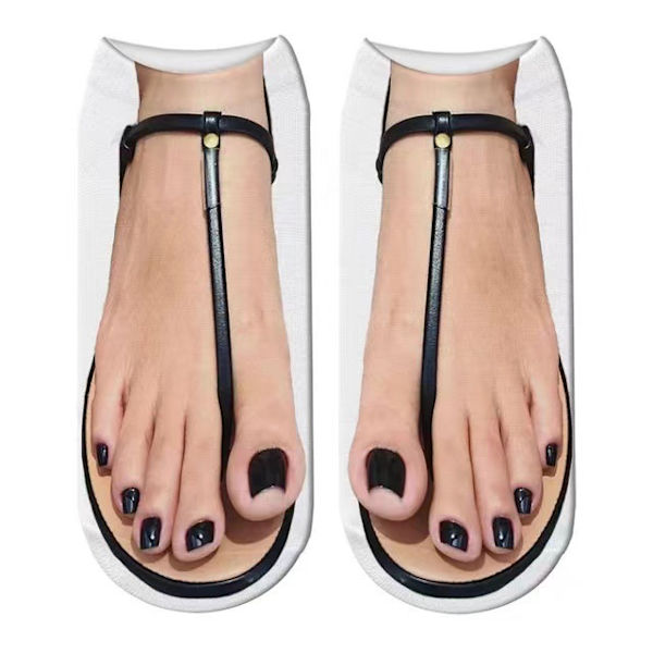 6-pack (37-43) 3D Tyg Flip Flops och Skor Simuleringsstrumpor Roliga och Söta Strumpor Lämpliga för Vännersammankomster och Busaktiviteter