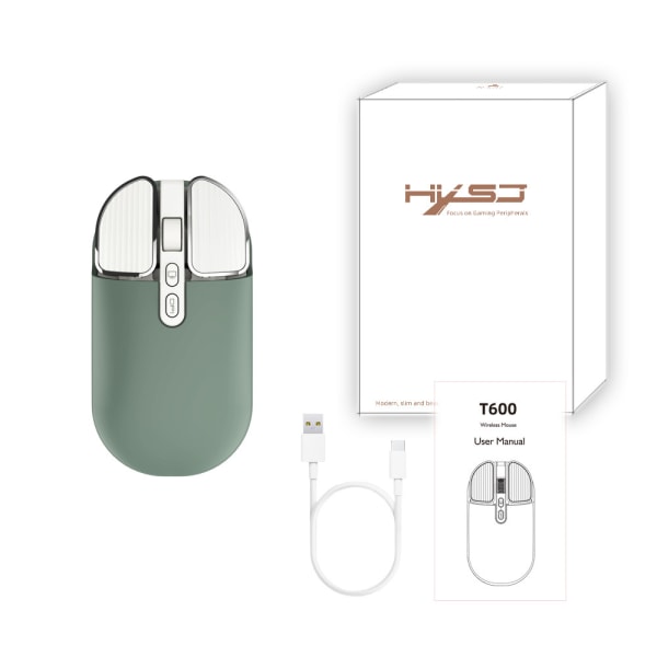 （Grön）T600 Dual-Mode Silent Wireless Mouse