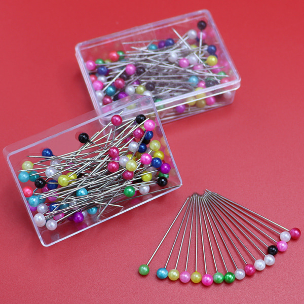 200 ST Färgglada nålar med huvud Synålar Raka glasnålar Stålnålar Sy glaspärlor för sömnad av quiltning och smyckenstillverkning