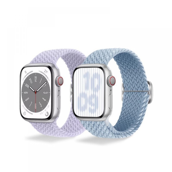 2 st lila blåa halkfria flätade band kompatibla med Apple Watch-band, v