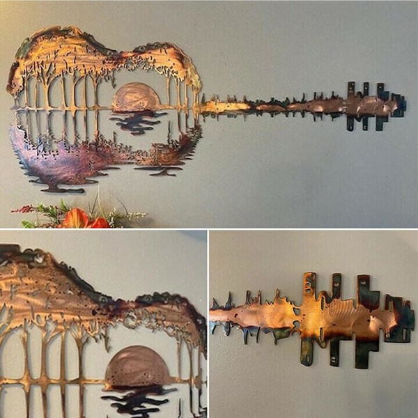 40 x 22 cm-Väggdekoration Metall Väggdekoration Abstrakt gitarr