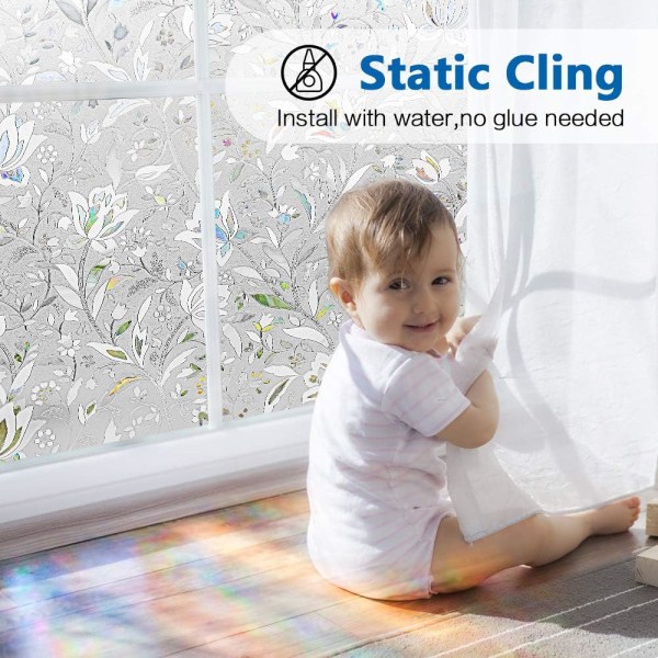 Självhäftande Privacy Film Opaque No Glue Anti UV Dekorativ Stai