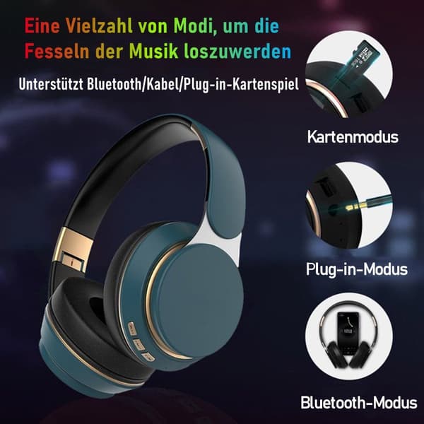 Trådlösa och trådbundna hopfällbara Bluetooth-hörlurar