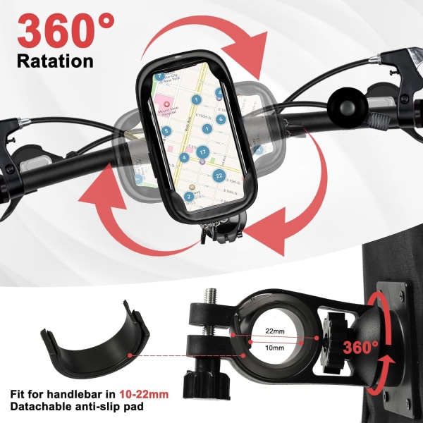 (Blå) Vattentät cykeltelefonhållare, MTB-cykelstyrväska, 360°