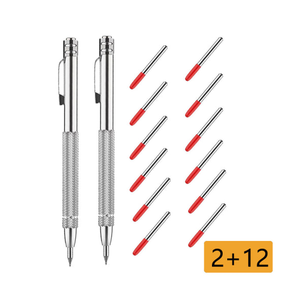 Metallskrapstift, 2 stycken fickskrapstift med 12 stift, skrapstift med magnet utan