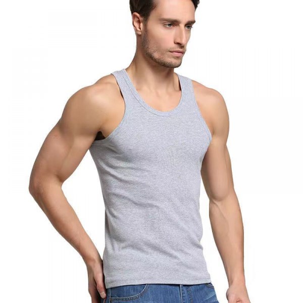 3 Pcs Summer Men's Cotton Comfort Gray Undershirt(L Size) Men's Sleeveless Top Casual Shirts Underwear Men's Fitness Wear