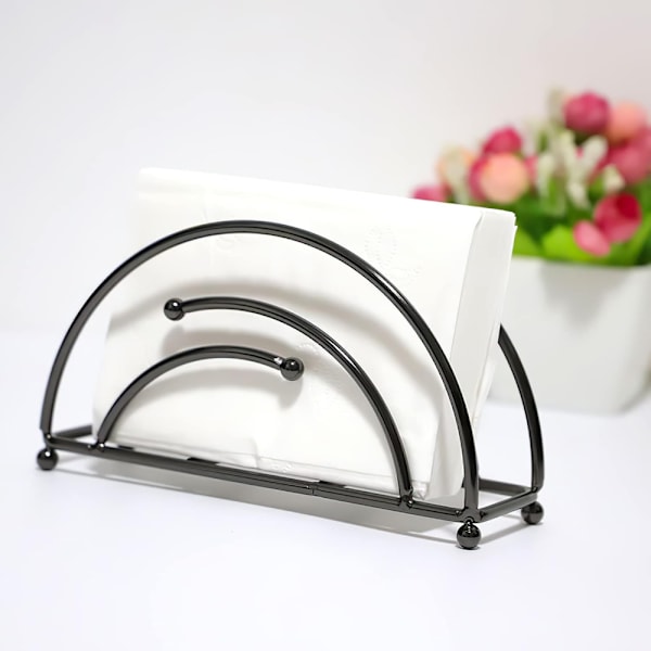 (Sort) Metal Serviet Holder Oprejst Moderne Serviet Holder til Bar Restaurant Bordplade