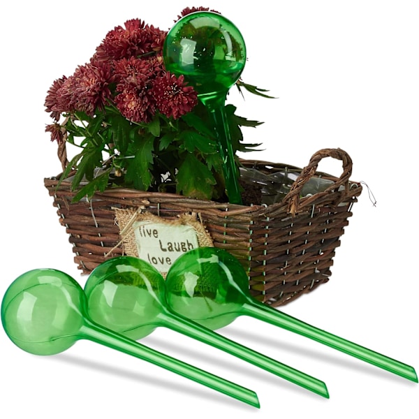 Plastic watering ball, set of 4, plant waterer 250 ml, green