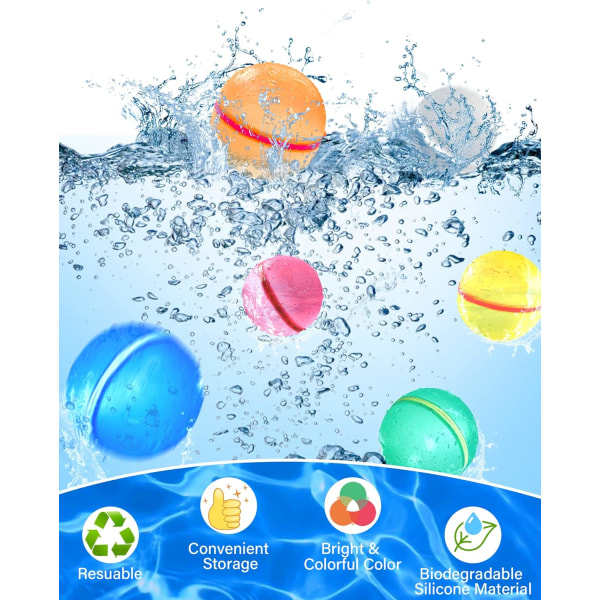Vattenballonger Återanvändbara, självtätande och snabbfyllda vattenbollar till