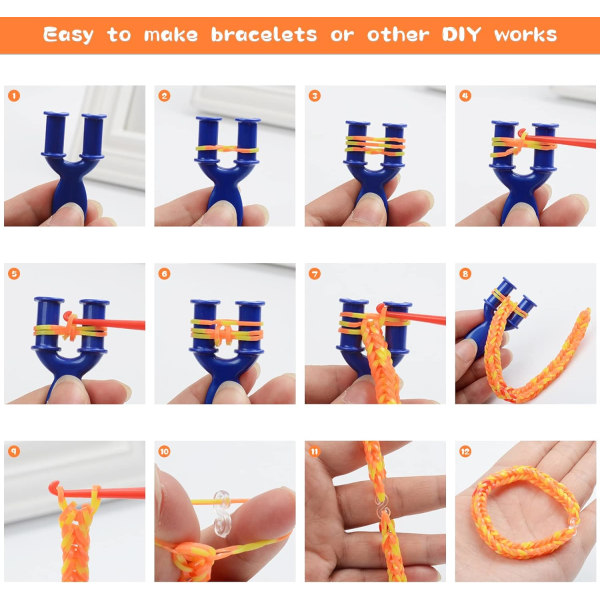 2500+ elastiska armbandssats, 40 rutnät DIY elastiska loom bands , gummiarmband för barn Halsbandsleksaker