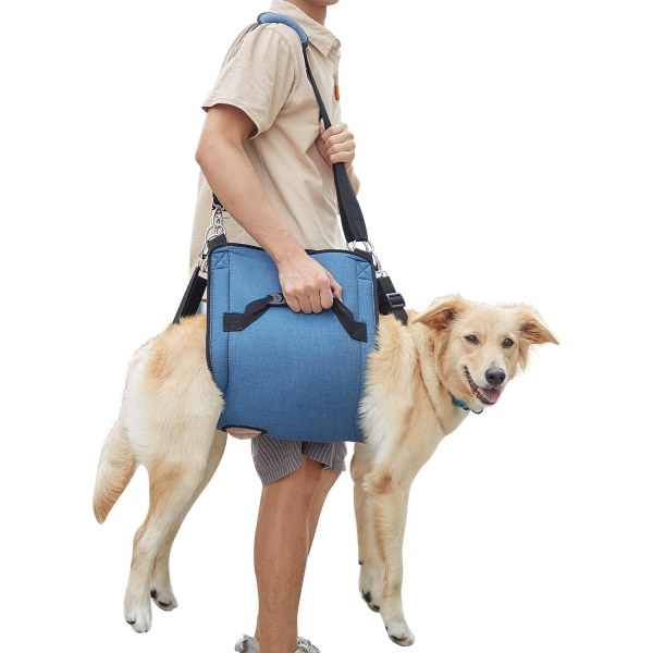 Blå 60X30CM Hundbärare Slings, Nödbärsele Stöd för Husdjurs Benrehabilitering Hundlyftsele för Klippning av Klor, Hundbur