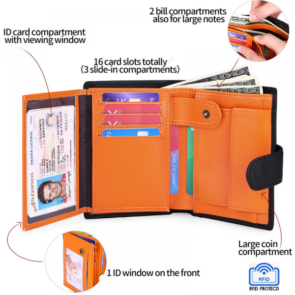 Läderplånbok för män RFID-blockerande plånbok för män Vertikal plånbok för män w
