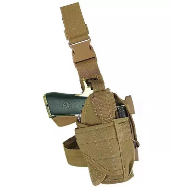 Svart 1 taktiskt mjukt ben Lårpistolhölster i 1000D nylon Airsoft Army med tidningsficka för Glock
