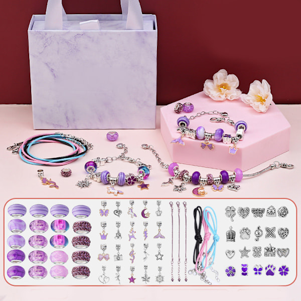 Purple Girls Bracelet Making Kit, Kids Arts and Crafts, Girls Jewelry Making Gifts, Christmas Gifts