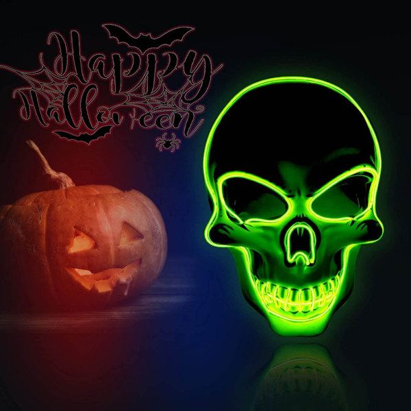 Dekorativt föremål Halloween LED-mask LED-skelettmask lyser upp till Halloween
