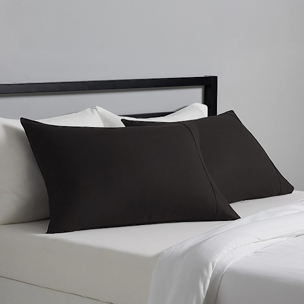 (Black) 30"L x 20"W 1 Pair of Lightweight, Ultra-Soft, Easy-Care Microfiber Pillowcases, Pillow Not