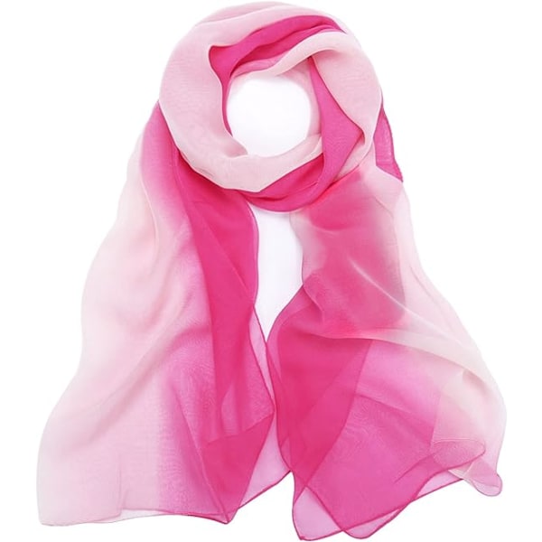 63"×20"  Pink Chiffon Scarf for Women - Ladies Scarves Lightweight, Ombre Chiffon Scarf So