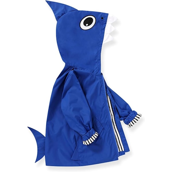 (M) 1pcs Cartoon Shark Hooded Jacket Toddler Boy Baby Girl Raincoat Cute Cartoon Hoodie Zipper Jacket