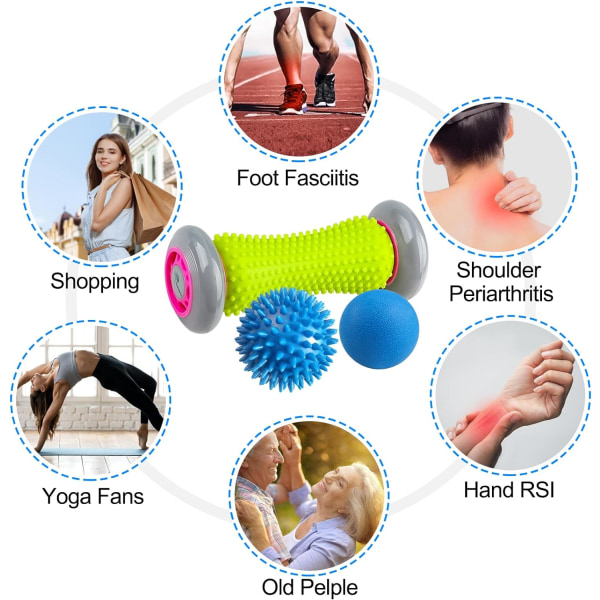 Plantar Fasciitis Massager Foot Roller & Lacrosse Ball & Spiky Massage Ball