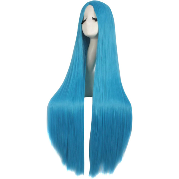 (Sininen) 40 tuumaa/100 cm Muoti Suora Luonnollinen Anime Cosplay Peruukki