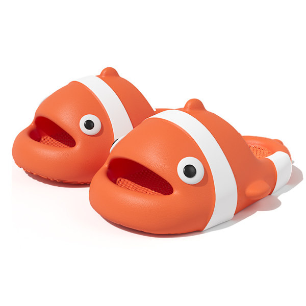 (L) Söt clownfish molnslippers för pojkar och flickor mjuk nyhet och roliga djur hemskor inomhus utomhus dusch pool halkfri
