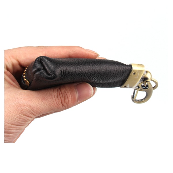 1 Vintage lädernyckelhållare påse nyckelväska för män Liten plånboksnyckelväska Case Mini äkta lädermyntväska Svart färg