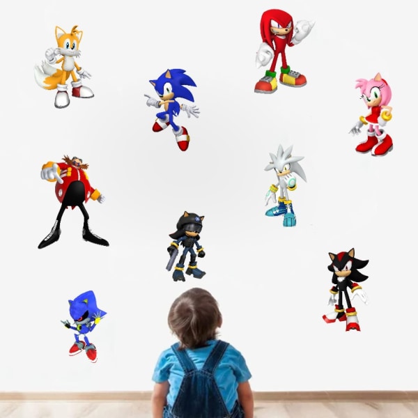 Sonic Wall Decals Sticker,Children Cartoon Bedroom Background Wall Decoration Self Adhesiv