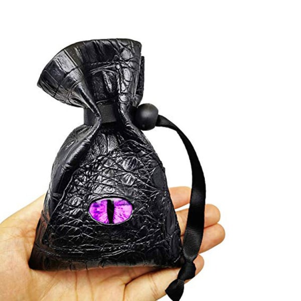 Lädertärningsväska för D&D Dungeons & Dragons Rollspel med dragsko för gåvor av mynt och tillbehör Runt öga