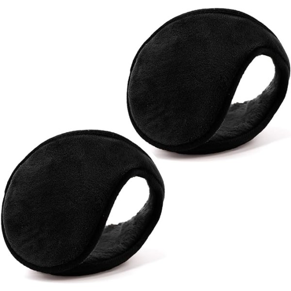 2 delar öronkåpor för män och kvinnor Classic fleece unisex varma vinterkåpor (svarta)
