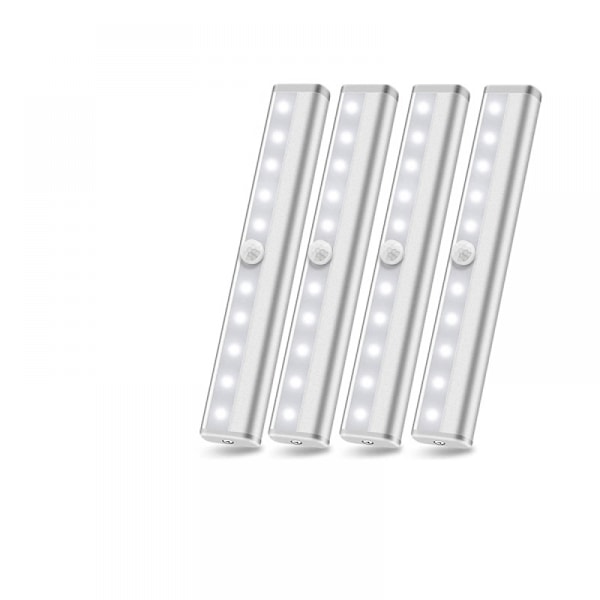 Varm belysning 10 lampor 4-pack trådlös vägglampa smart human body sensor