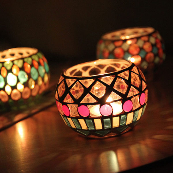Ljuslykta med ljus skuggeffekt Orientalisk dekorativ lampa