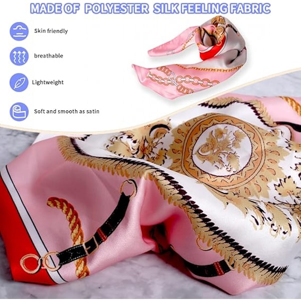 Siden Scarf Ribbon 58*58cm Zoo Print Liten Fyrkantig Scarf för Kvinnor All-match