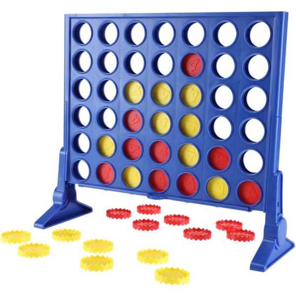 Klassisk Connect Four-strategispill med ett brett; spill for barn fra 6 år og oppover; 4 på rad