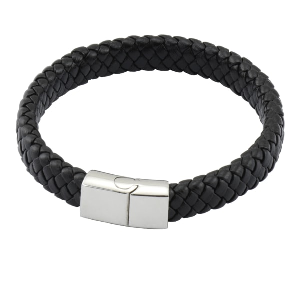 2 Svarta Flätade Läderarmband