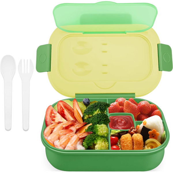Grön Bento Box Lunchlåda för Vuxna/Barn, 1300ml Läckagesäker Bento