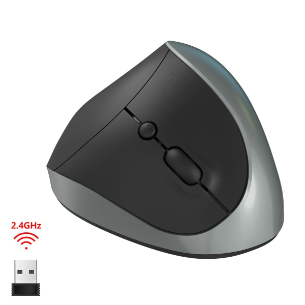 2,4 GHz trådlös vertikal mus (grå, batteri ingår inte)