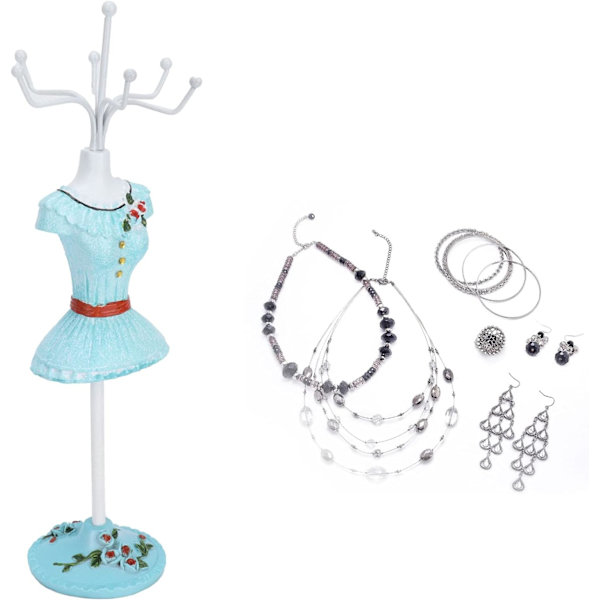 Mannequin Smyckesdisplay (stil 2), Örhänge Halsband Ring Smyckeshållare Display Stativ Prinsessa Klänning