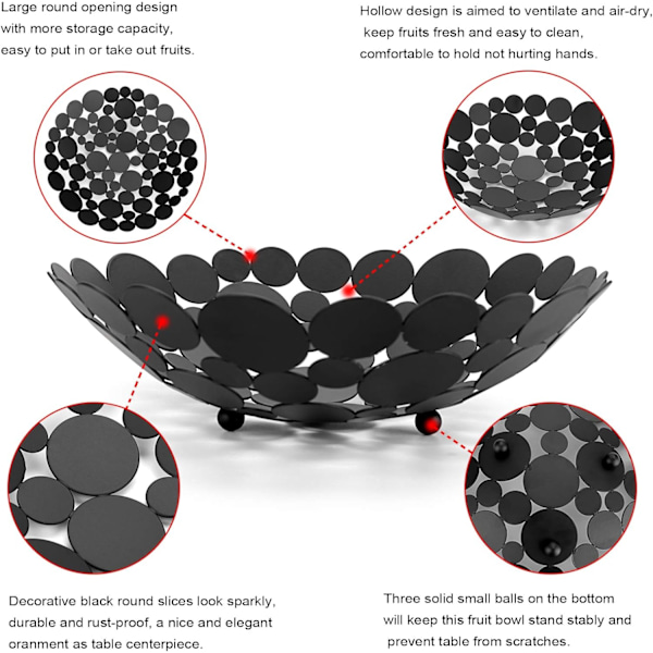 1 st svart metall fruktfat korg kreativ fruktställ rund fruktfat dekoration hem kök