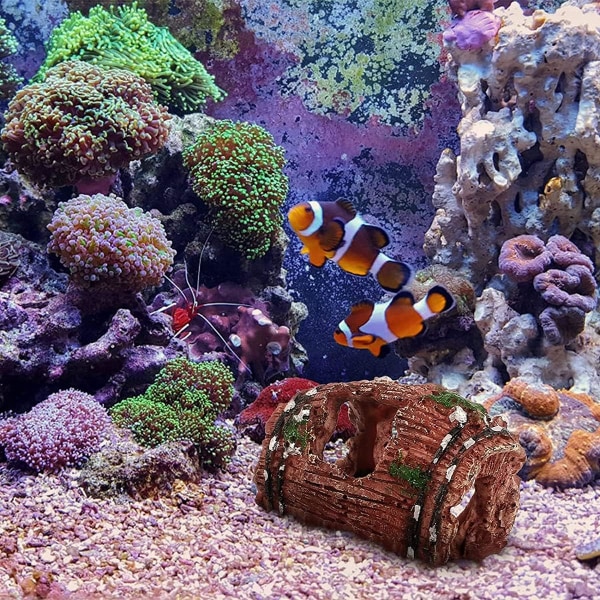 Resin Aquarium Ornament, Fish Tank Broken Barrel Cave Decor Cave