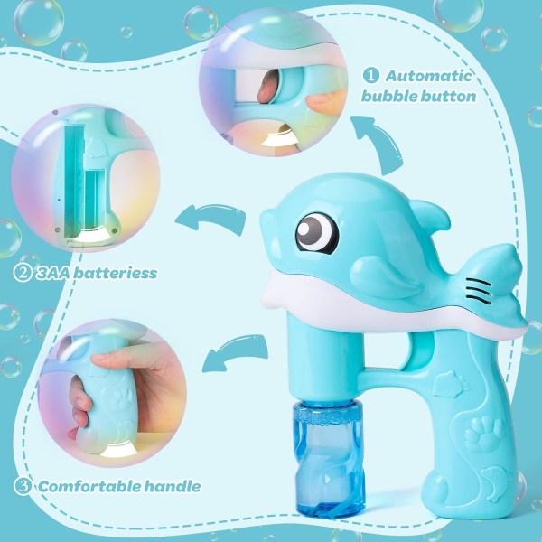 Barn Bubble Gun Toy Whale Automatisk Bubble Making Machine med 2 B