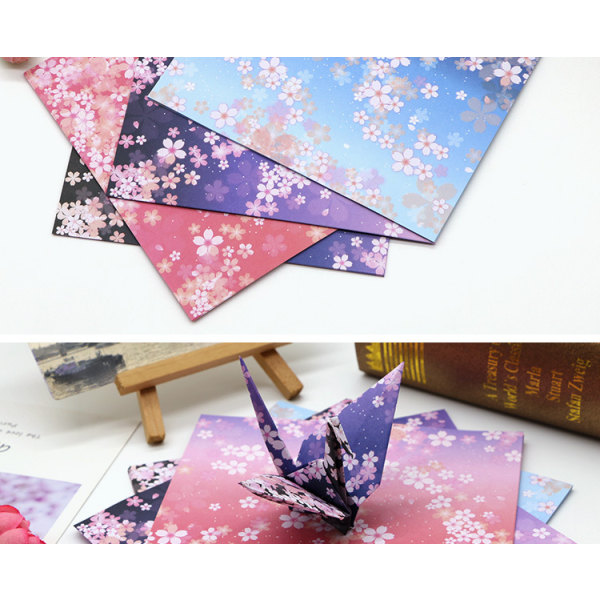 Origamipapper - 60 vikbara pappersark 15 * 15 cm - Japanska körsbärsblommor - för vikta kranblommor Flygplan Konst- och hantverksprojekt