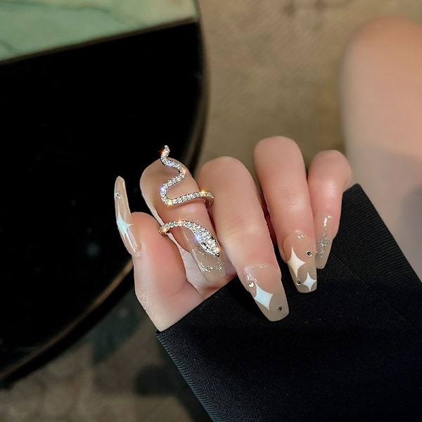 Slingrande Silverdiamant Ring, Orm, Justerbar