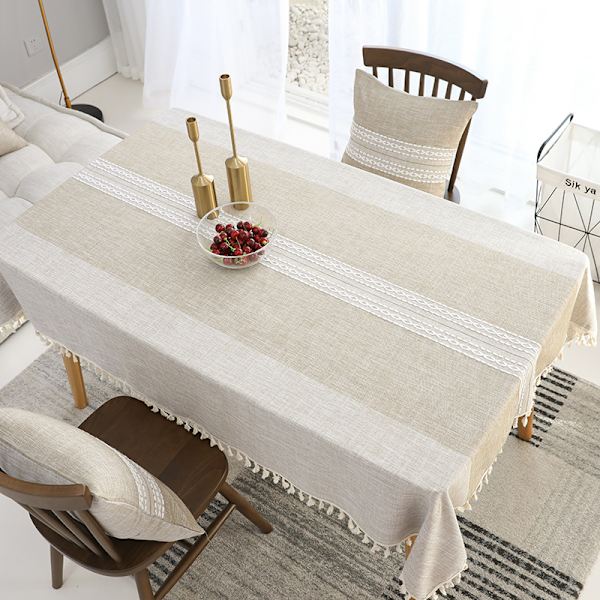 140x240cm khaki Rektangulär Bordsduk Tyg Bomull Linne Rynkfri Tvättbar Återanvändbar Bordsduk
